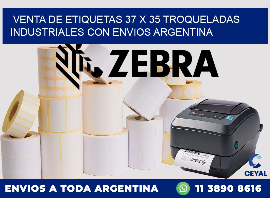 Venta de etiquetas 37 x 35 troqueladas industriales con envíos Argentina