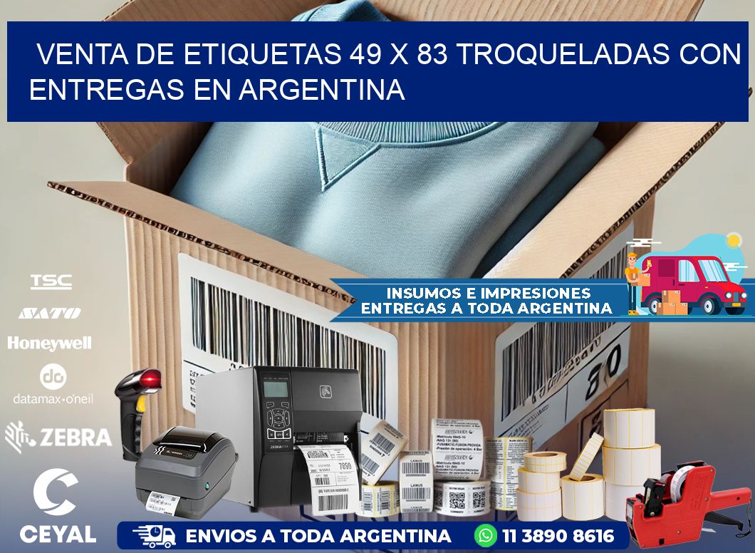 Venta de etiquetas 49 x 83 troqueladas con entregas en Argentina