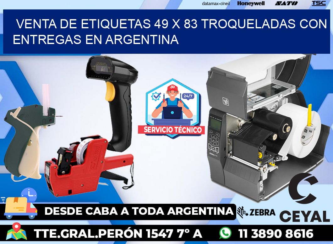 Venta de etiquetas 49 x 83 troqueladas con entregas en Argentina
