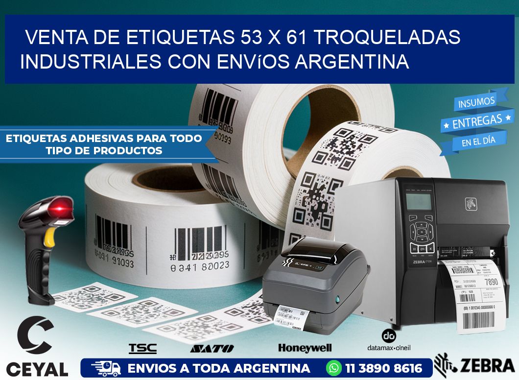 Venta de etiquetas 53 x 61 troqueladas industriales con envíos Argentina