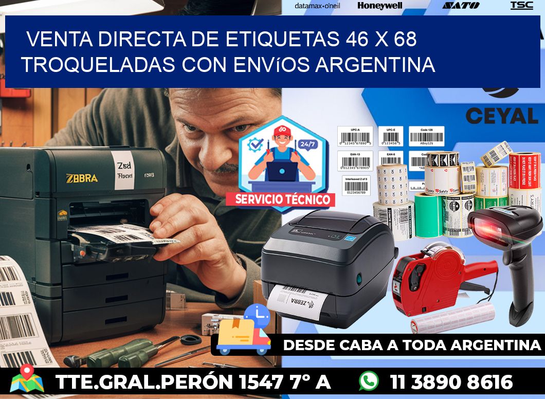 Venta directa de etiquetas 46 x 68 troqueladas con envíos Argentina