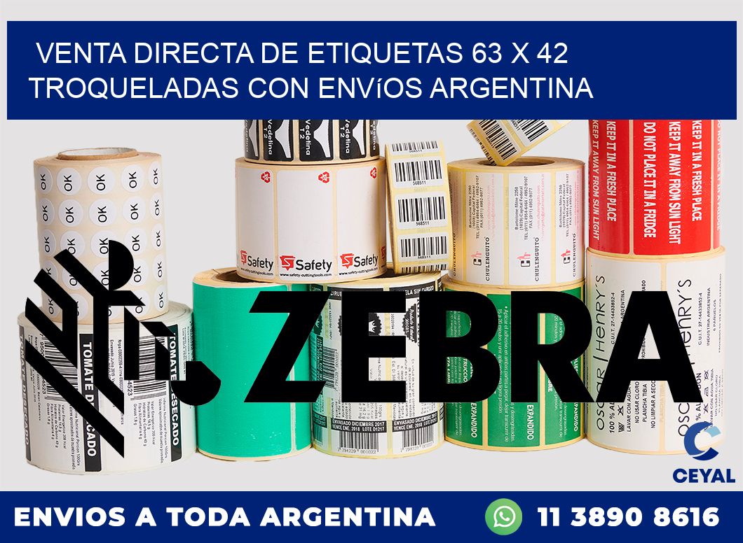 Venta directa de etiquetas 63 x 42 troqueladas con envíos Argentina