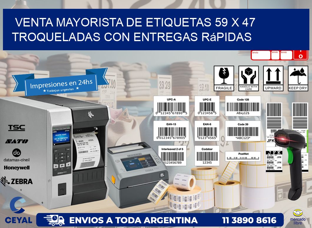 Venta mayorista de etiquetas 59 x 47 troqueladas con entregas rápidas