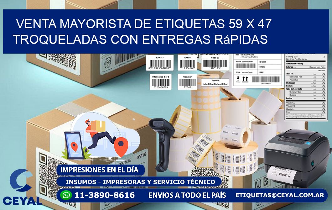 Venta mayorista de etiquetas 59 x 47 troqueladas con entregas rápidas