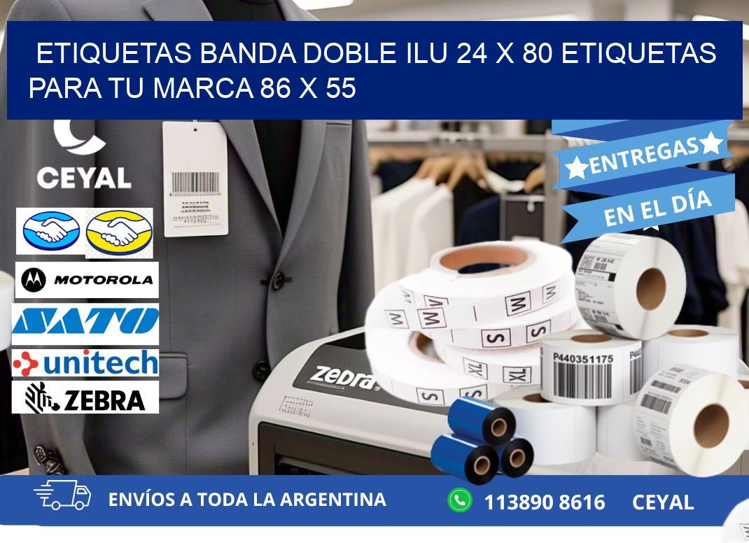 etiquetas banda doble ilu 24 x 80 etiquetas para tu marca 86 x 55