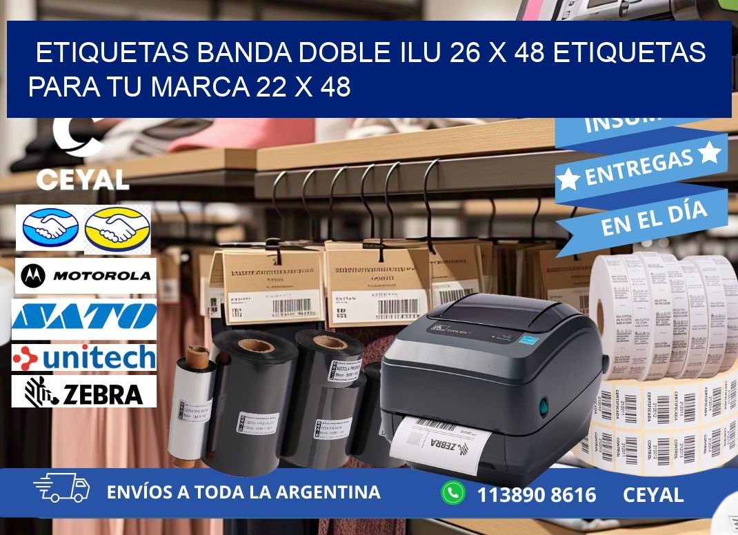 etiquetas banda doble ilu 26 x 48 etiquetas para tu marca 22 x 48