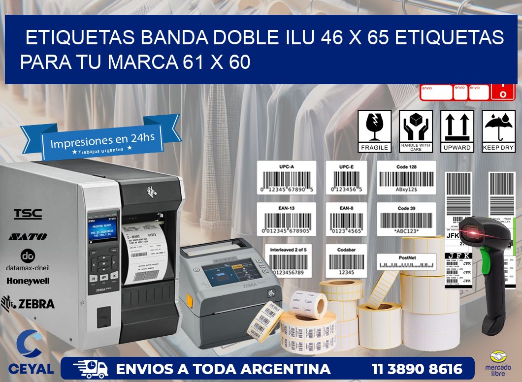 etiquetas banda doble ilu 46 x 65 etiquetas para tu marca 61 x 60