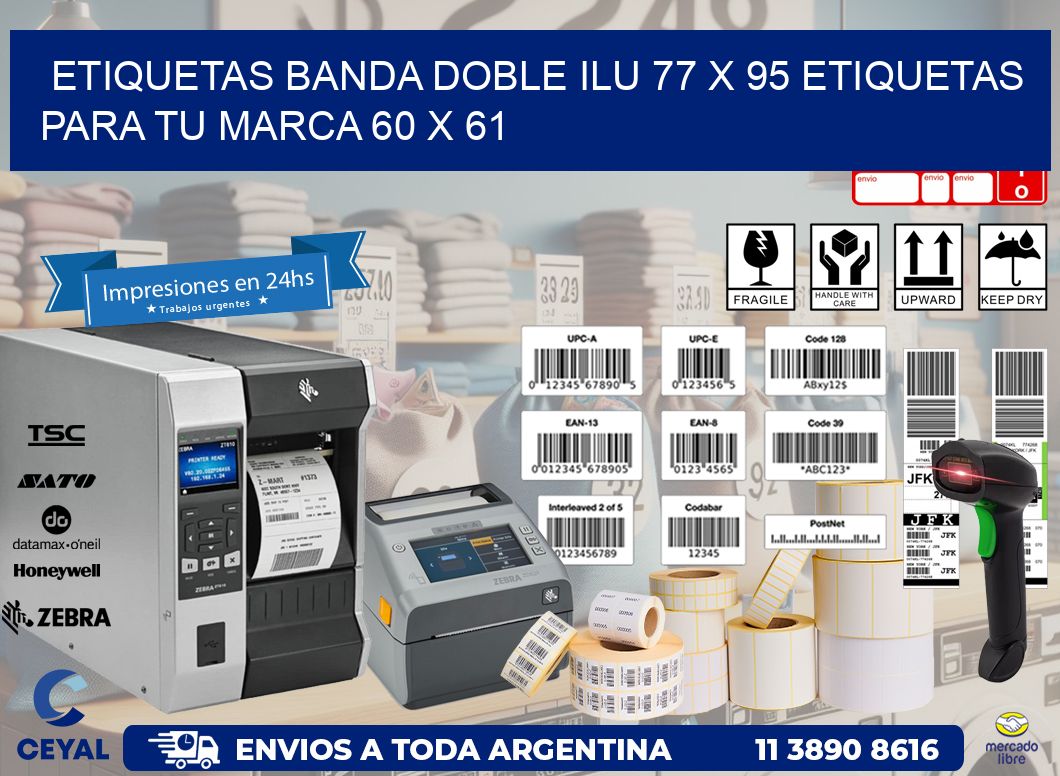 etiquetas banda doble ilu 77 x 95 etiquetas para tu marca 60 x 61