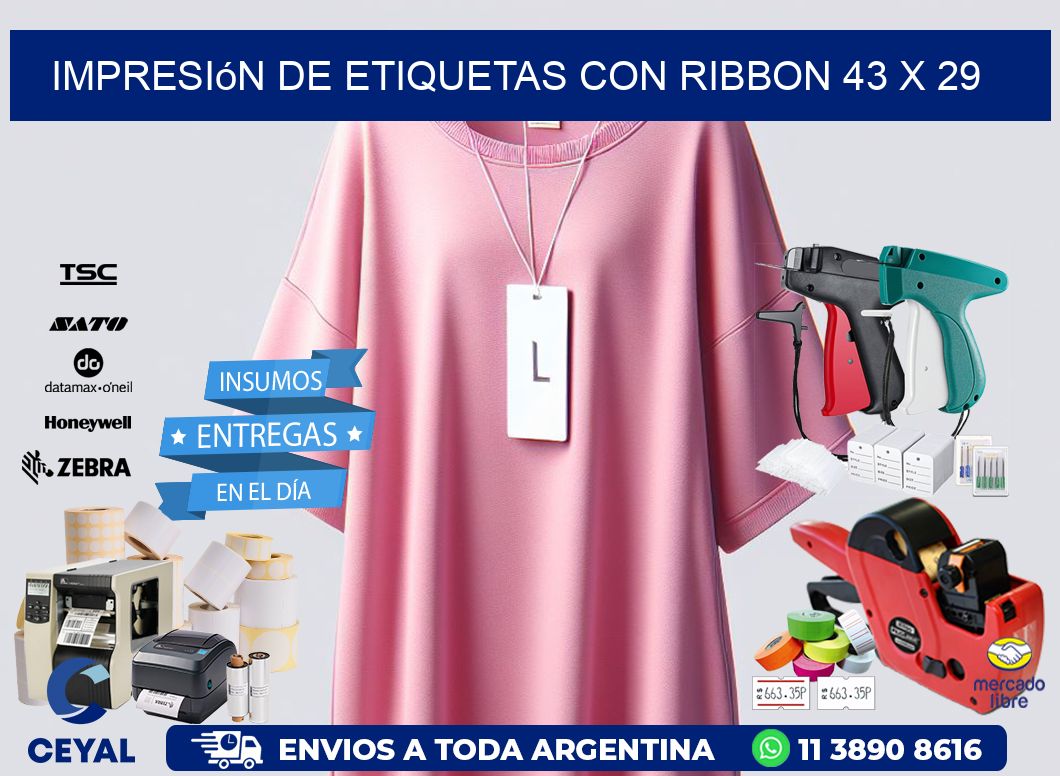 impresión de etiquetas con ribbon 43 x 29