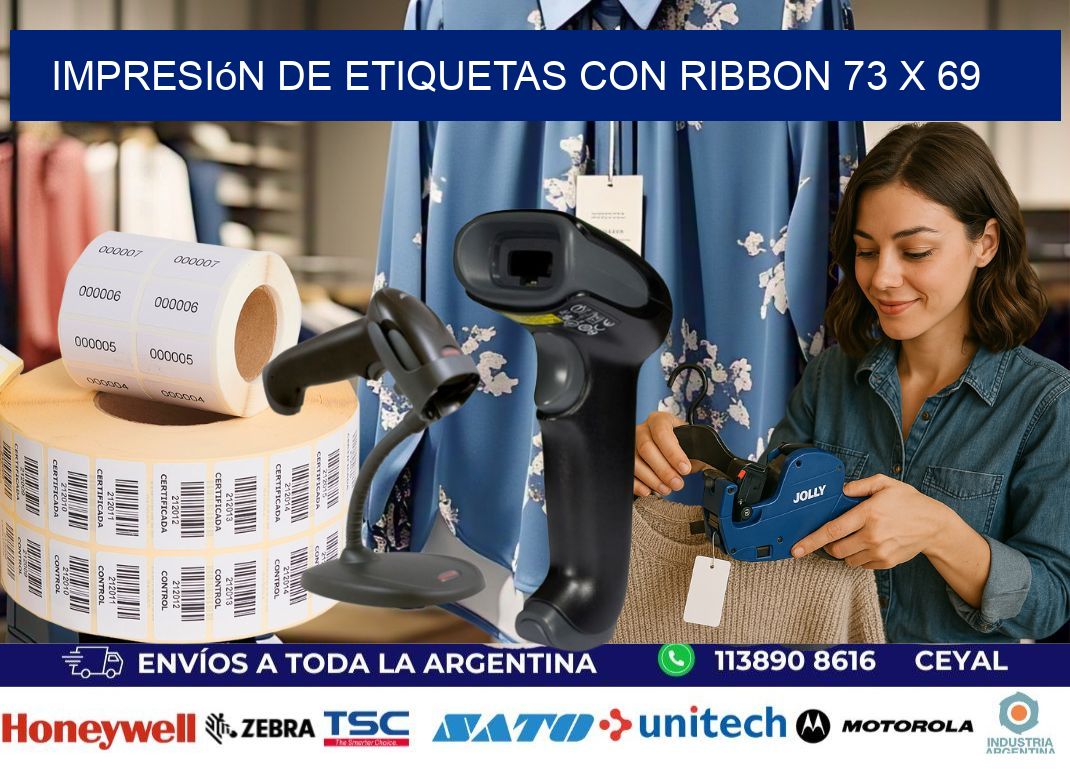 impresión de etiquetas con ribbon 73 x 69