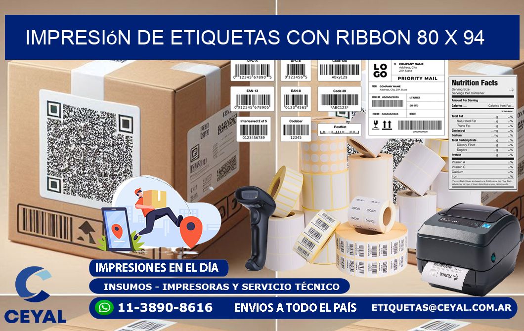 impresión de etiquetas con ribbon 80 x 94