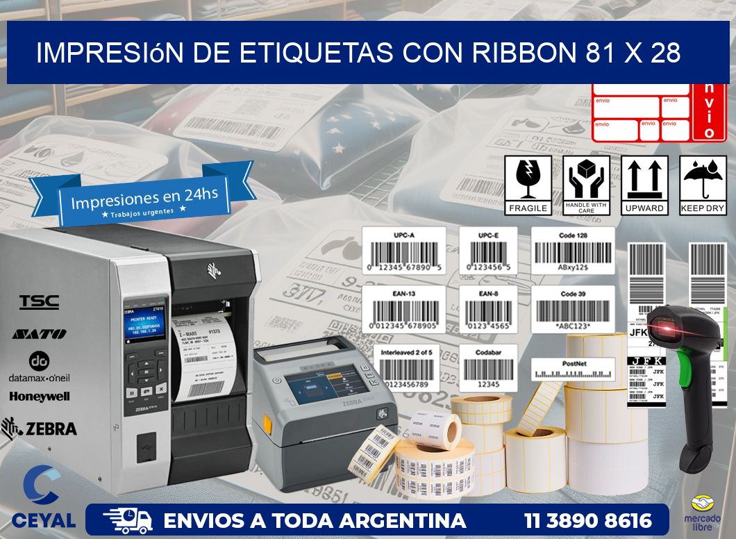 impresión de etiquetas con ribbon 81 x 28