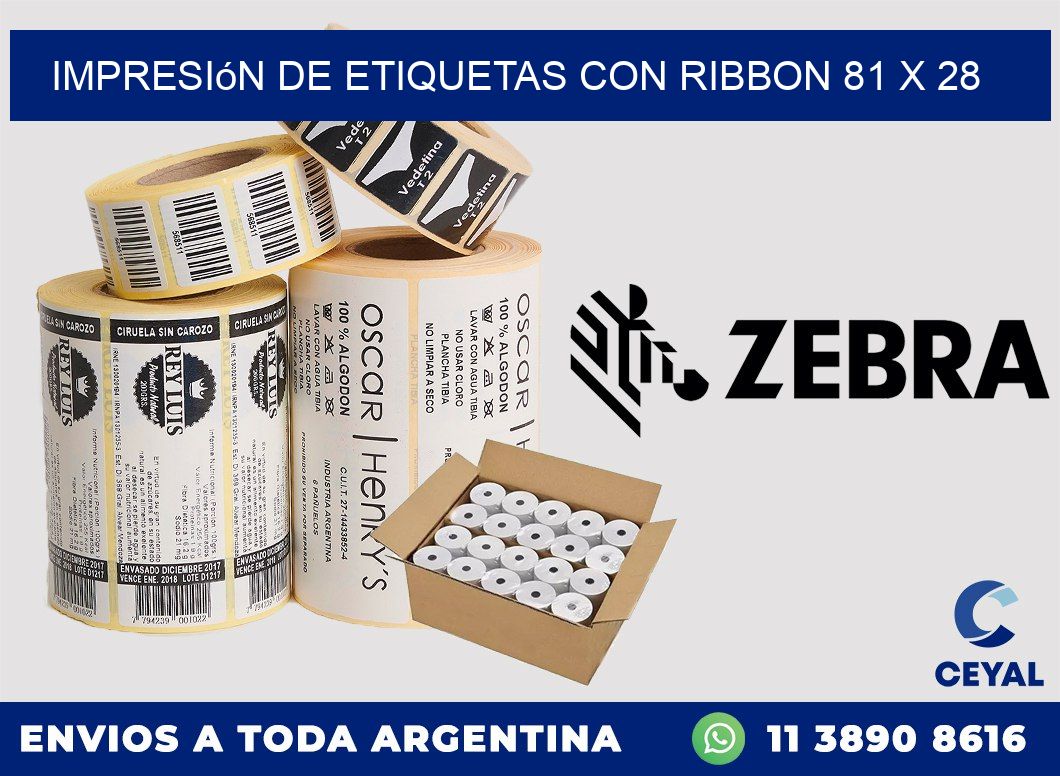 impresión de etiquetas con ribbon 81 x 28