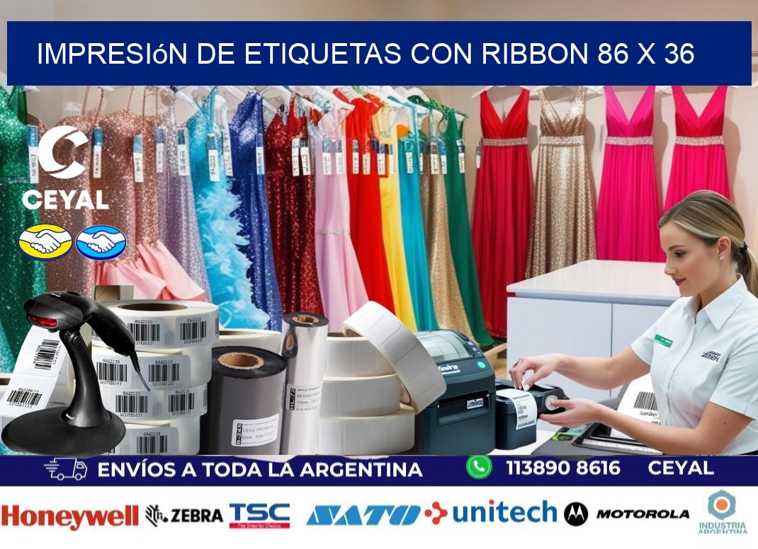 impresión de etiquetas con ribbon 86 x 36