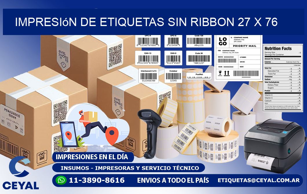 impresión de etiquetas sin ribbon 27 x 76