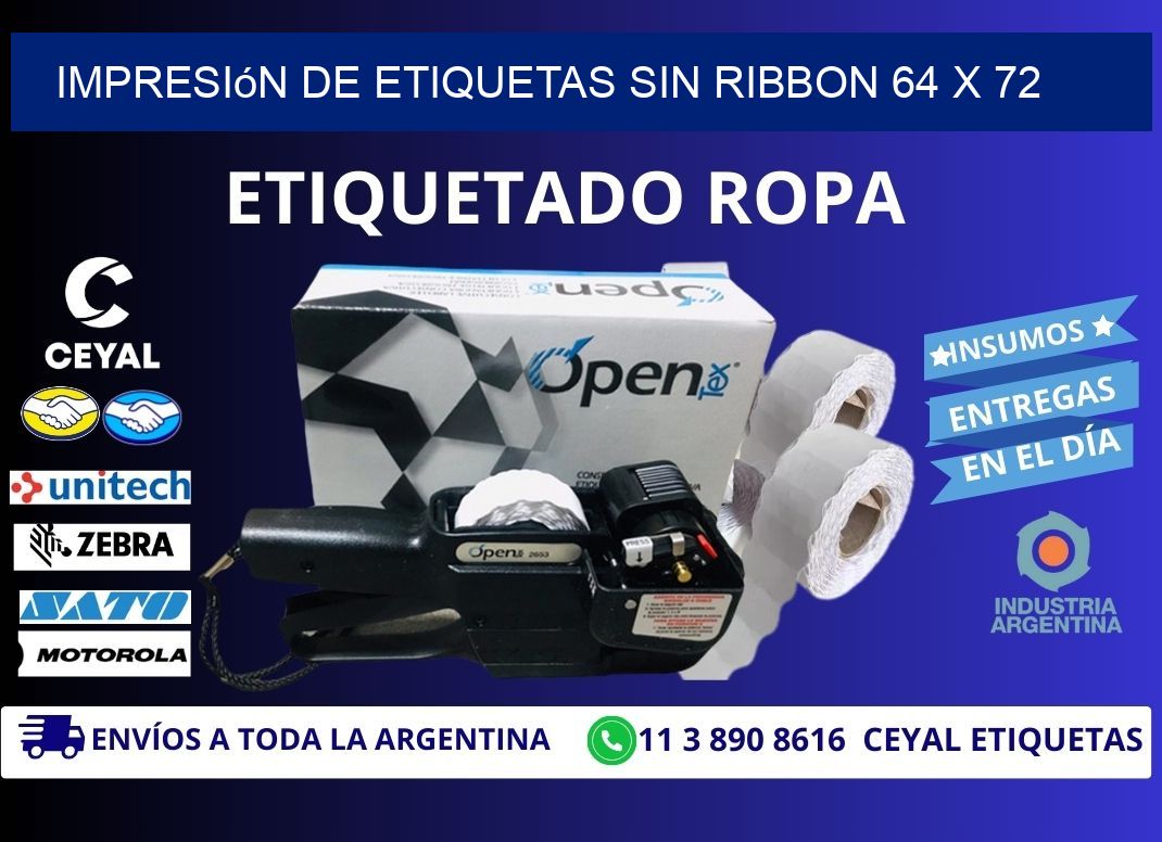 impresión de etiquetas sin ribbon 64 x 72