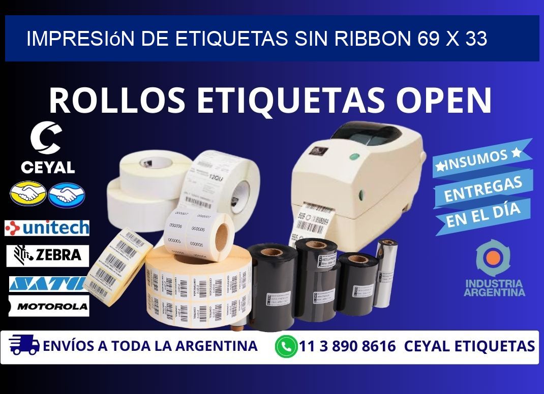 impresión de etiquetas sin ribbon 69 x 33