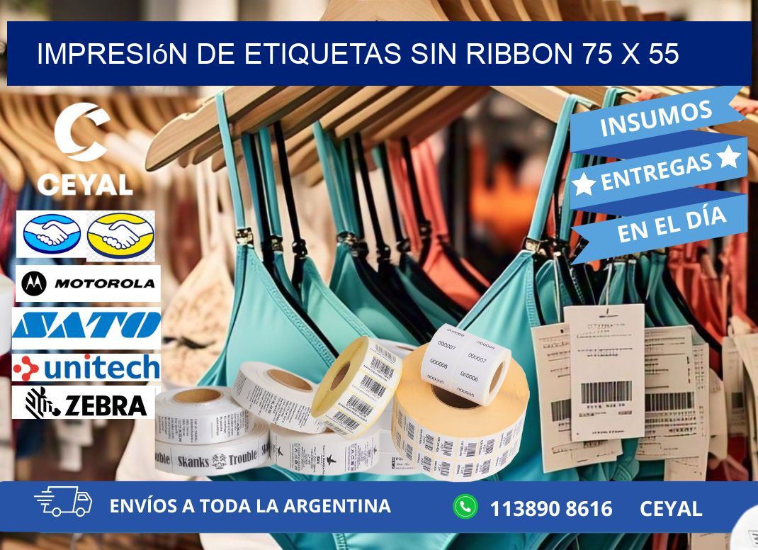 impresión de etiquetas sin ribbon 75 x 55