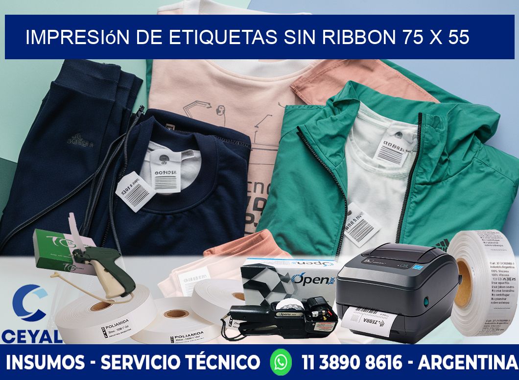 impresión de etiquetas sin ribbon 75 x 55
