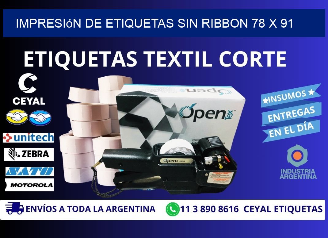 impresión de etiquetas sin ribbon 78 x 91