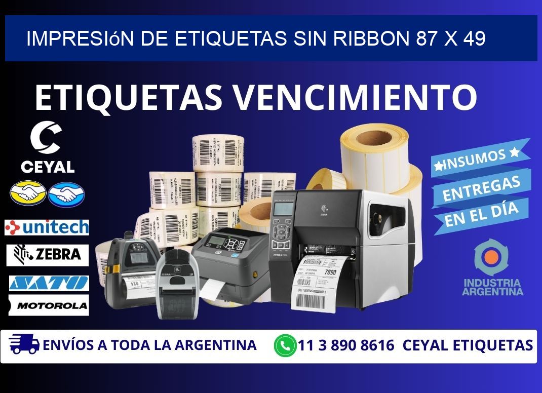 impresión de etiquetas sin ribbon 87 x 49