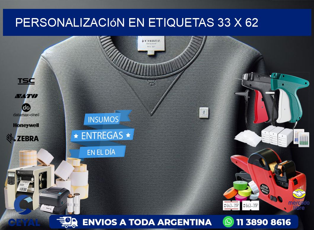 personalización en etiquetas 33 x 62