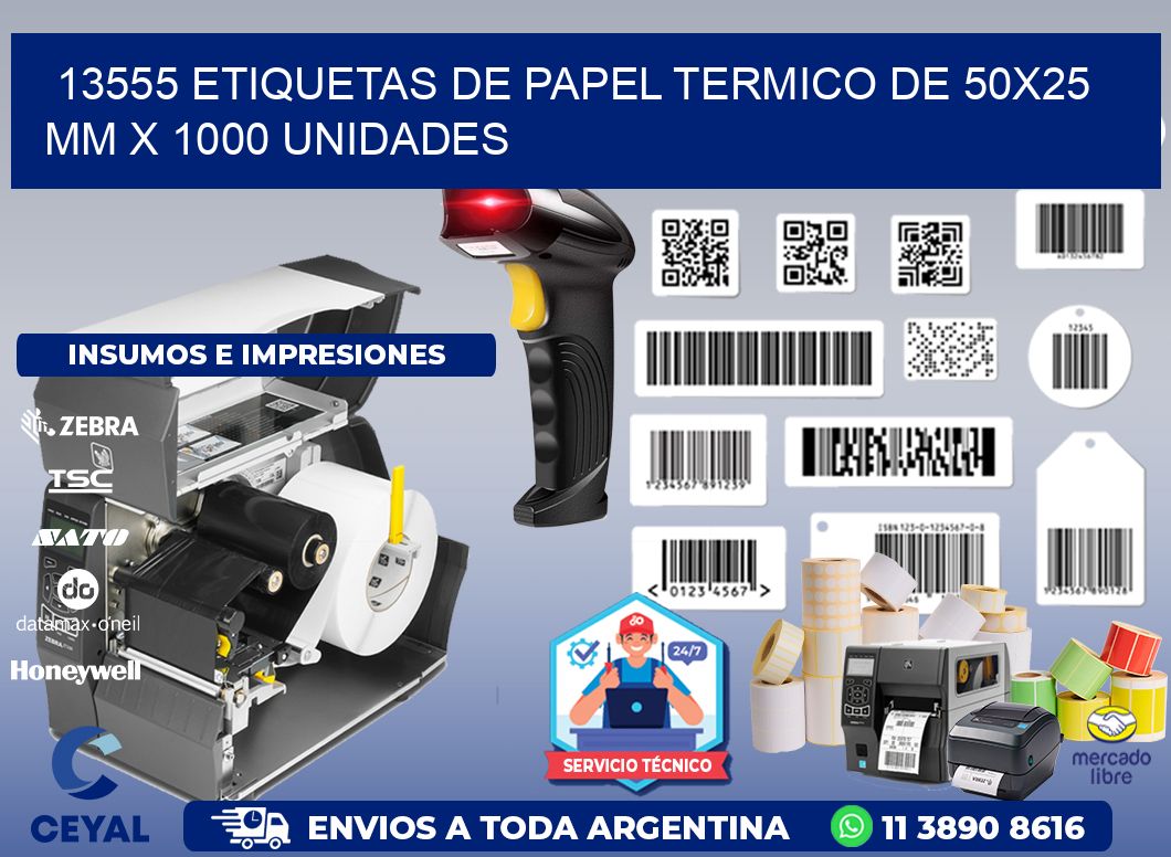 13555 Etiquetas De Papel Termico De 50x25 Mm X 1000 Unidades