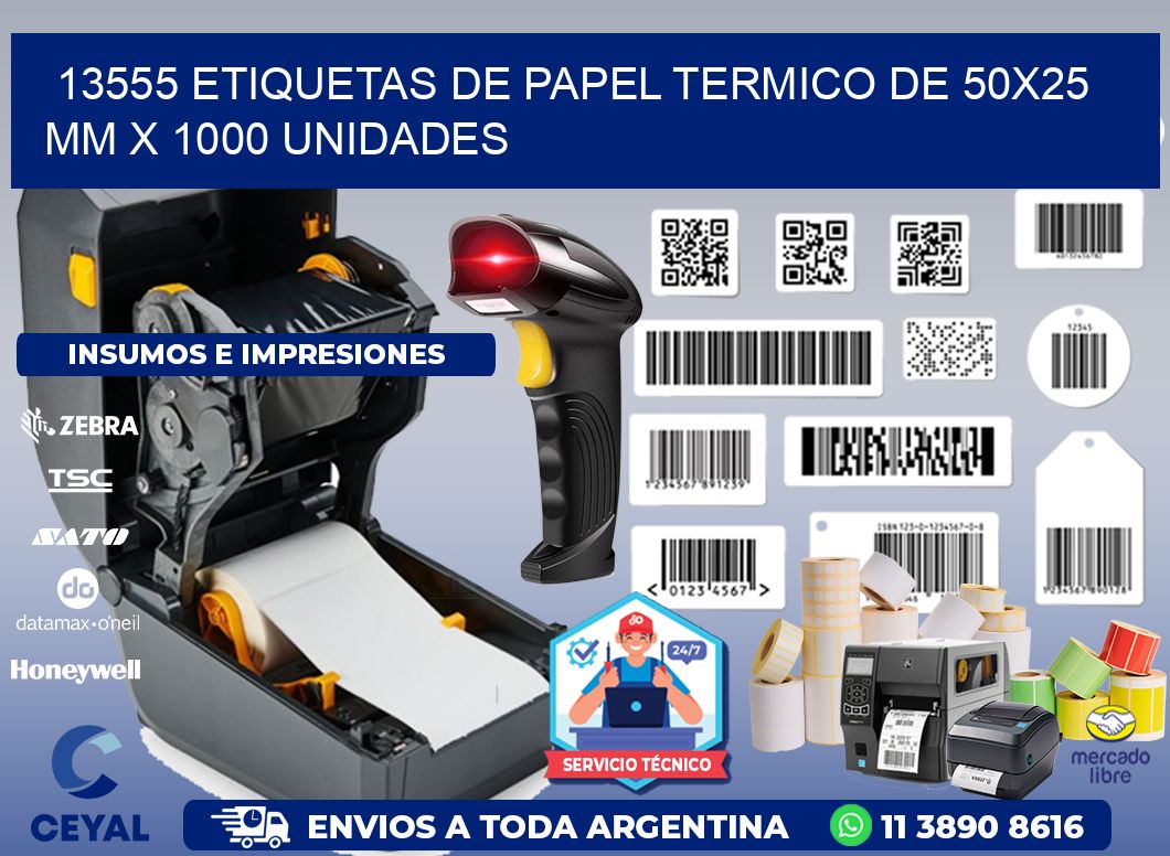 13555 Etiquetas De Papel Termico De 50x25 Mm X 1000 Unidades