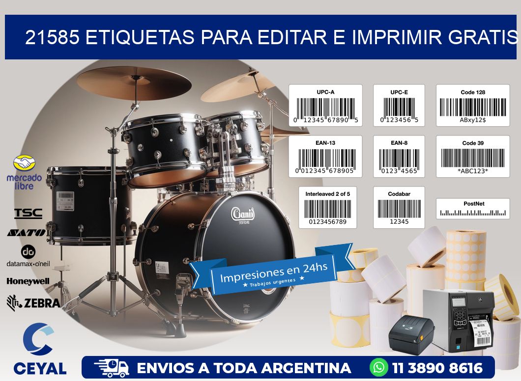 21585 Etiquetas para editar e imprimir gratis