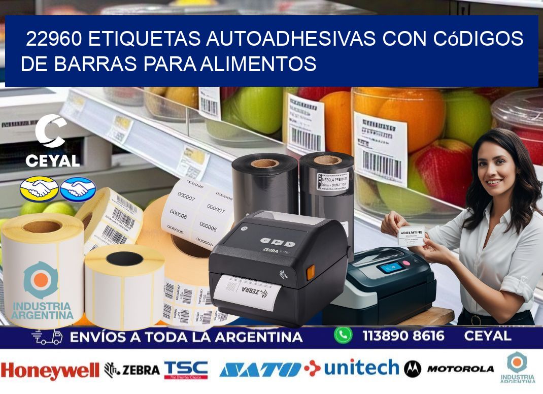 22960 Etiquetas autoadhesivas con códigos de barras para alimentos