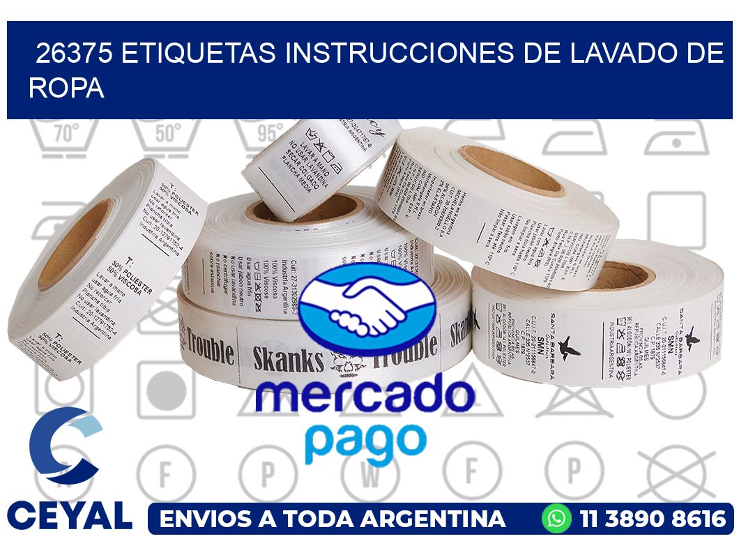 26375 etiquetas instrucciones de lavado de ropa