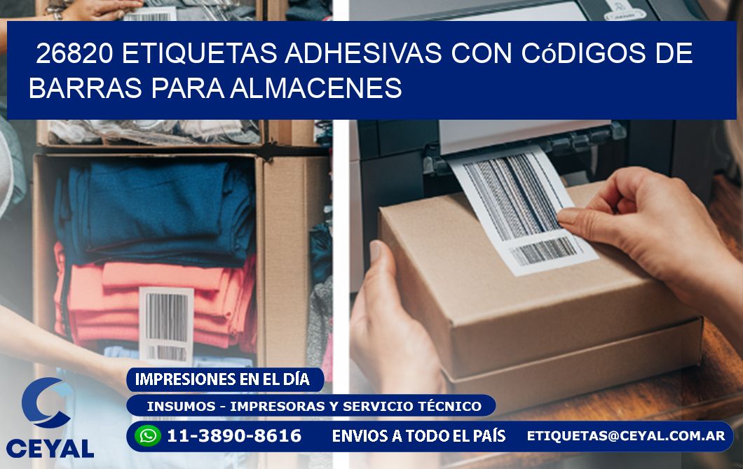 26820 etiquetas adhesivas con códigos de barras para almacenes