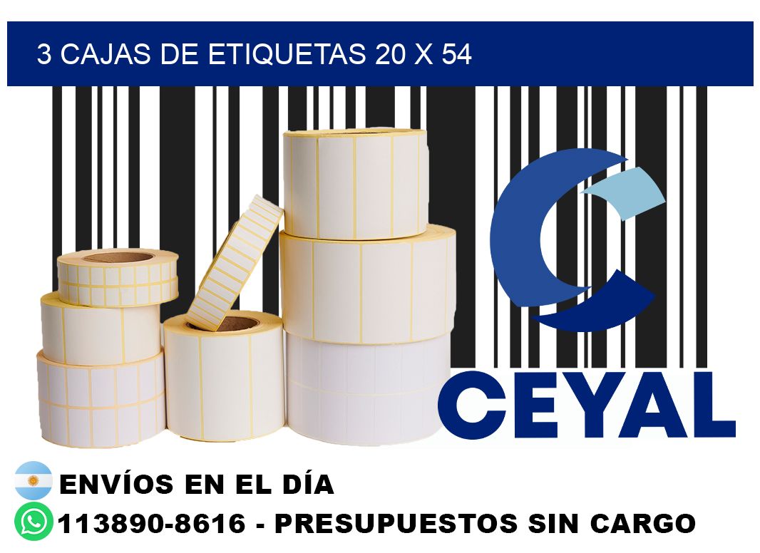 3 cajas de etiquetas 20 x 54