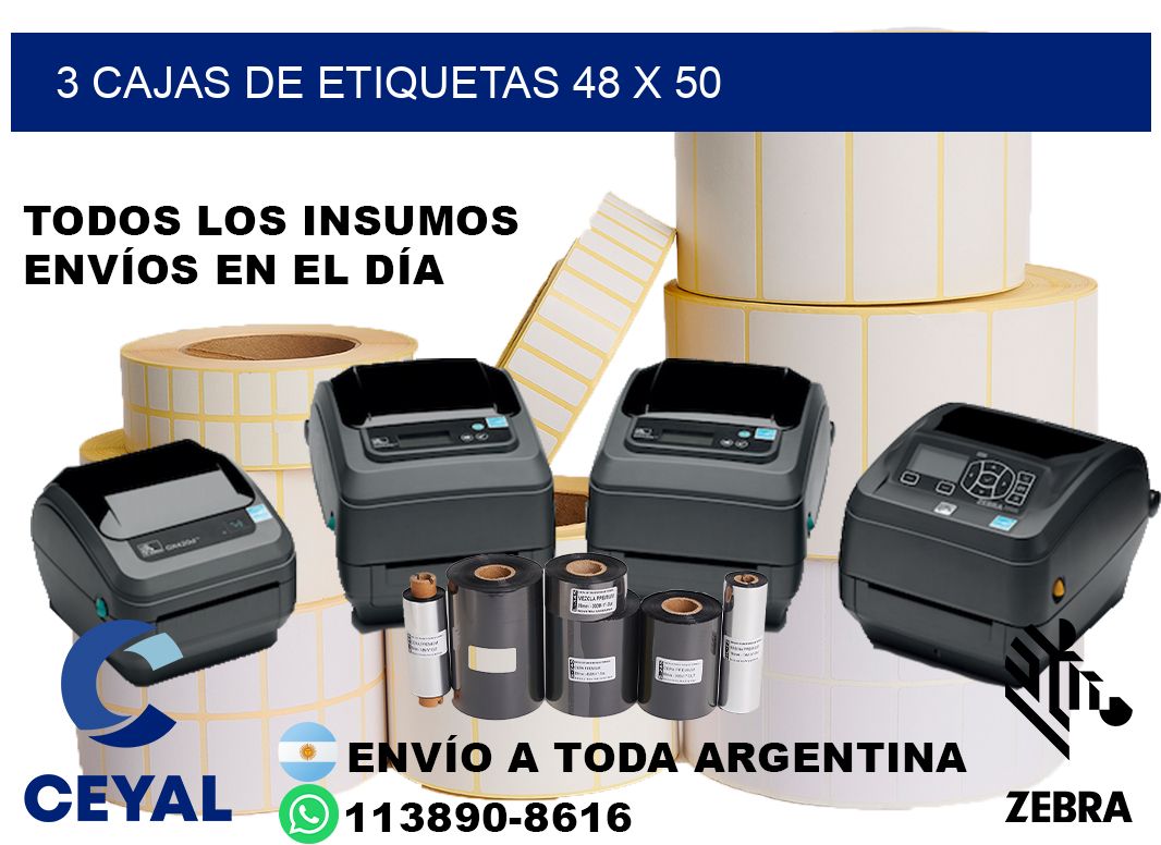 3 cajas de etiquetas 48 x 50
