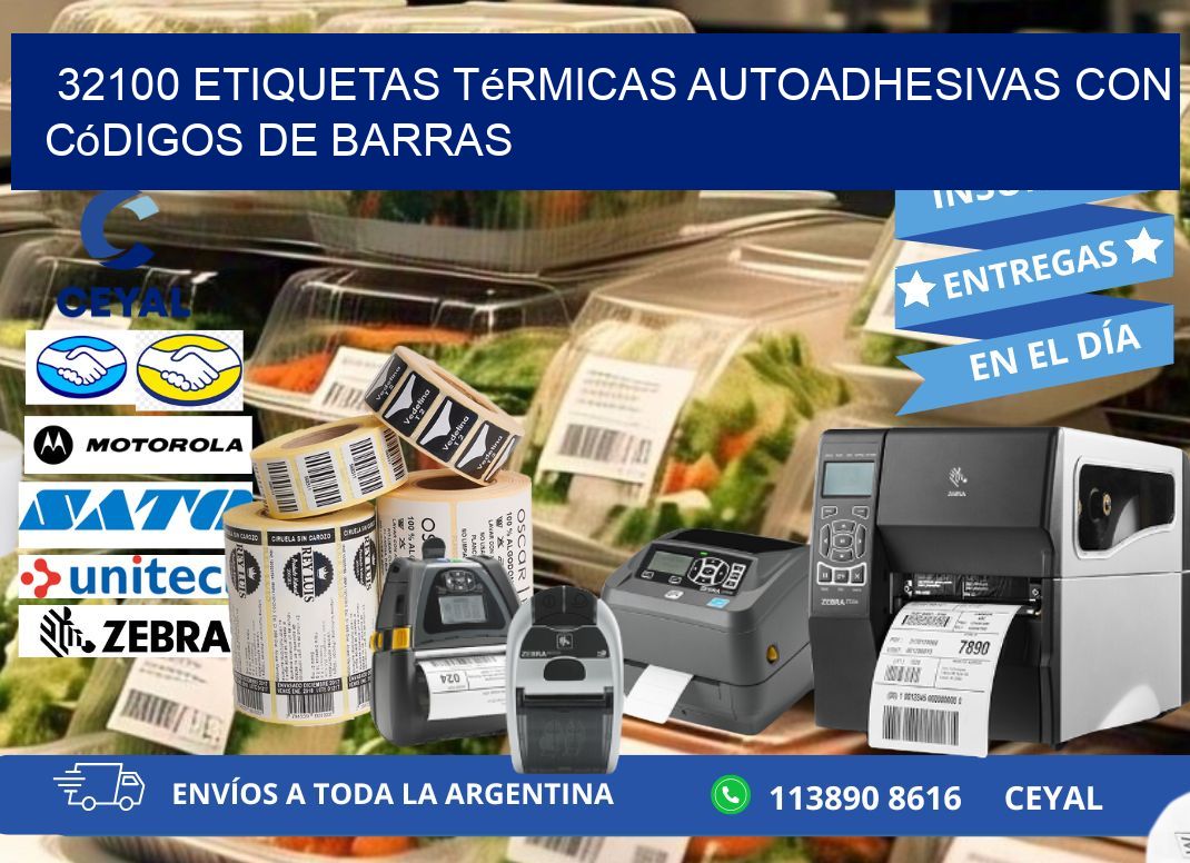 32100 Etiquetas térmicas autoadhesivas con códigos de barras