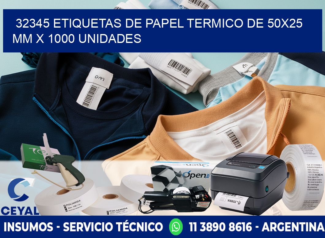 32345 Etiquetas De Papel Termico De 50x25 Mm X 1000 Unidades