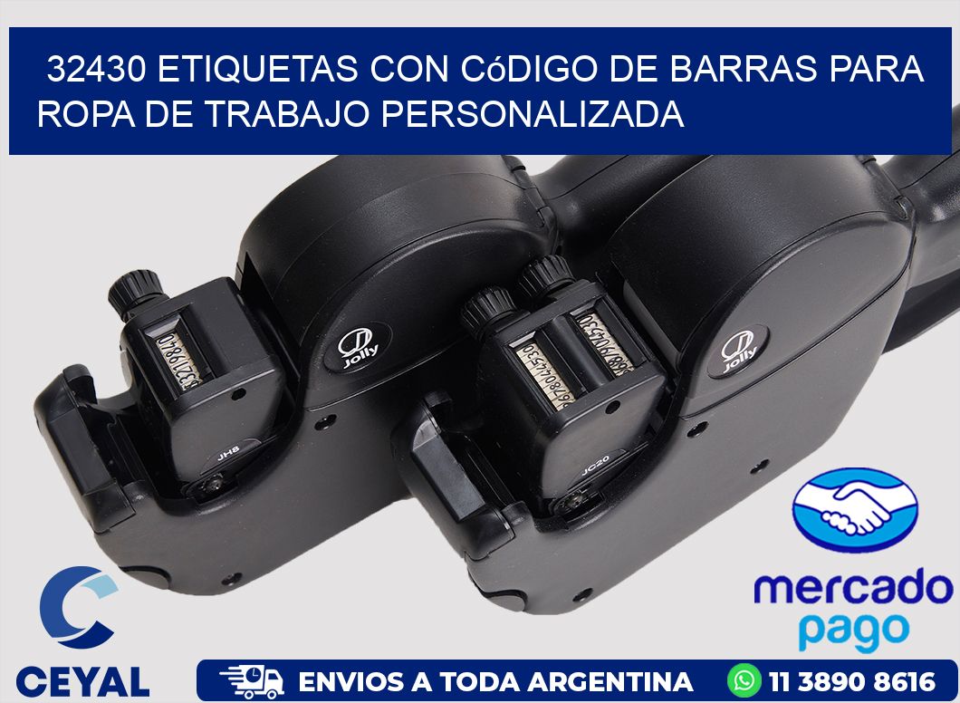 32430 Etiquetas con código de barras para ropa de trabajo personalizada