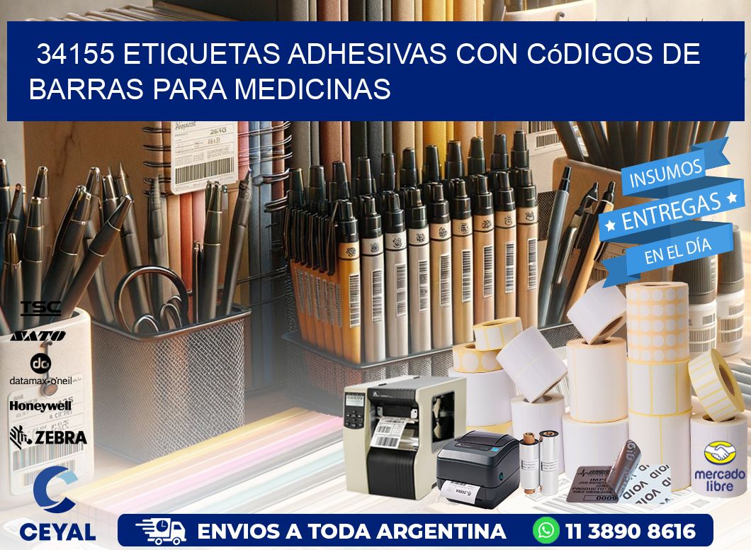 34155 etiquetas adhesivas con códigos de barras para medicinas