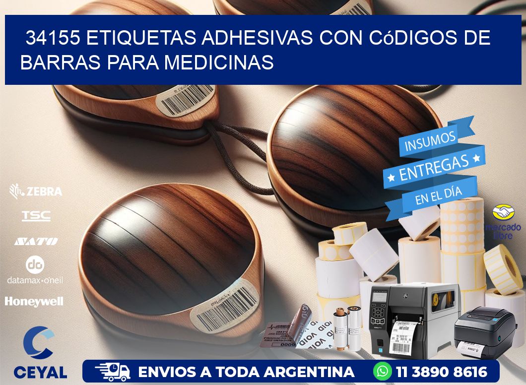 34155 etiquetas adhesivas con códigos de barras para medicinas