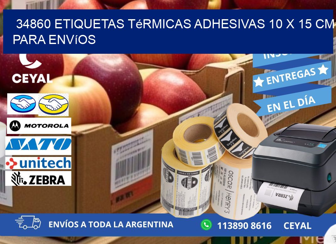 34860 Etiquetas Térmicas Adhesivas 10 x 15 cm para Envíos