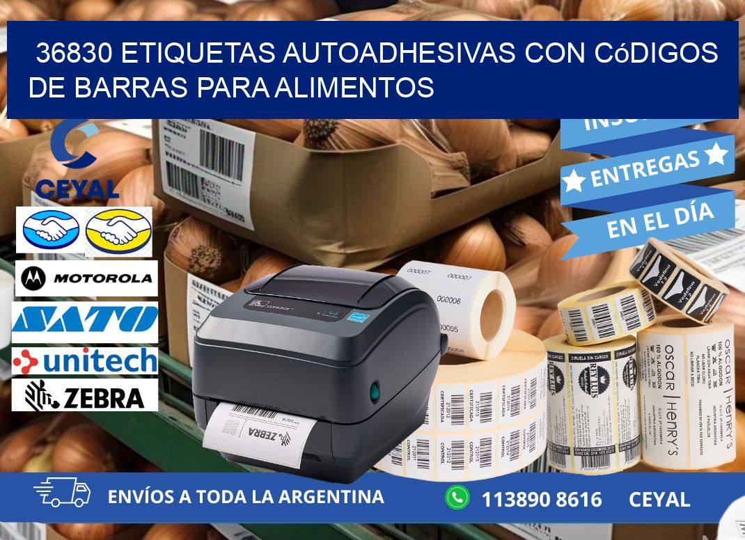 36830 Etiquetas autoadhesivas con códigos de barras para alimentos