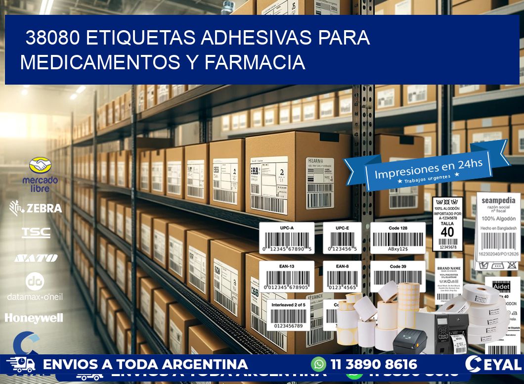 38080 Etiquetas adhesivas para medicamentos y farmacia