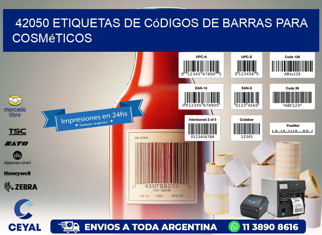 42050 etiquetas de códigos de barras para cosméticos