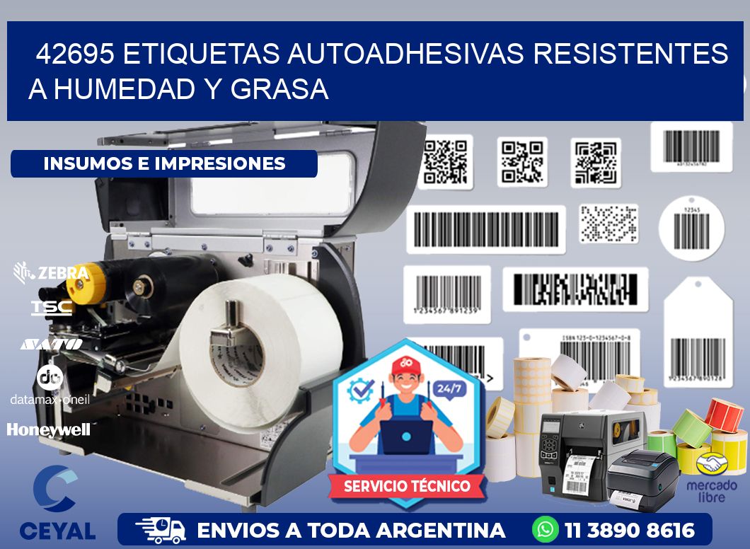 42695 etiquetas autoadhesivas resistentes a humedad y grasa