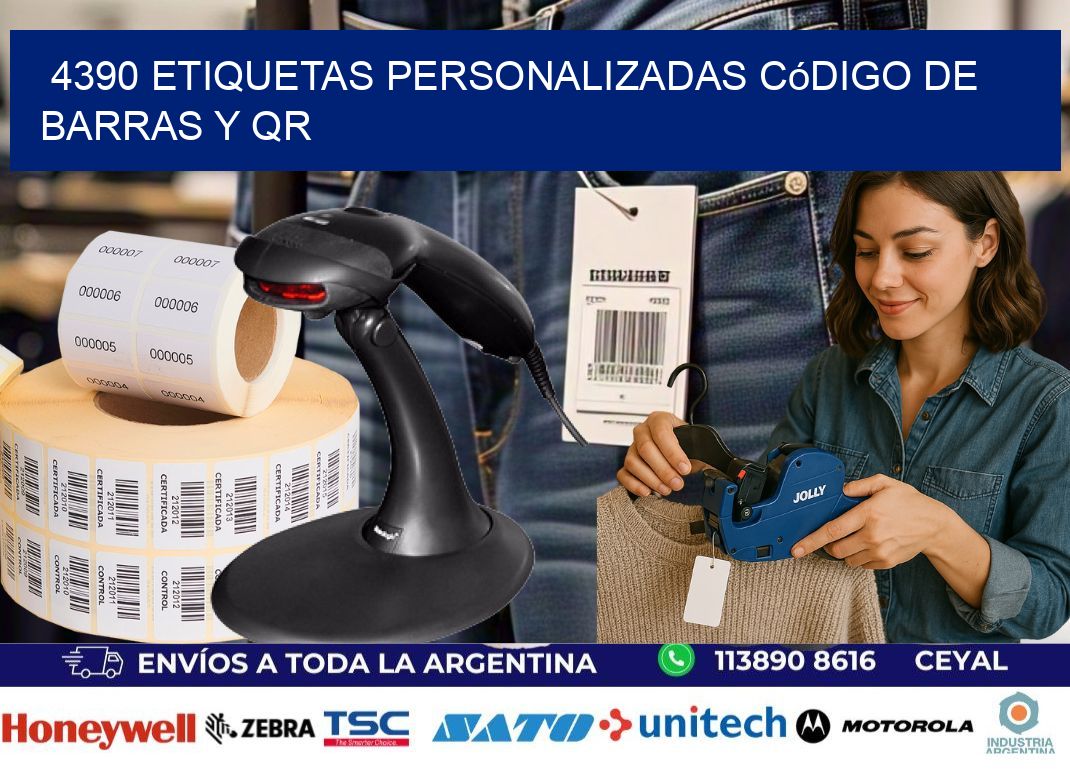 4390 etiquetas personalizadas código de barras y QR