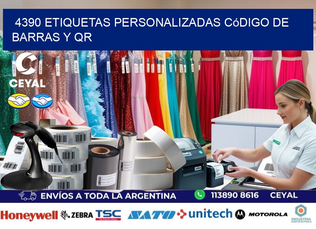 4390 etiquetas personalizadas código de barras y QR