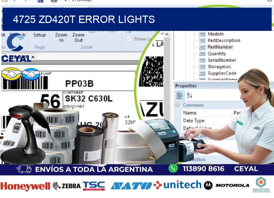 4725 ZD420t error lights