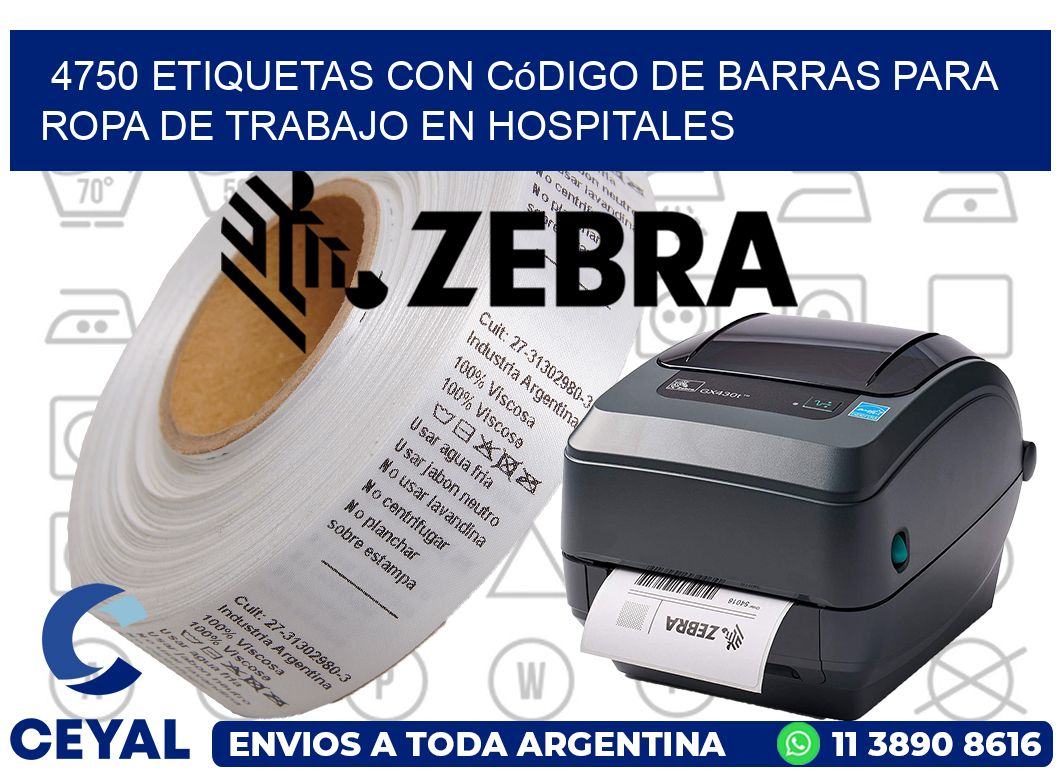 4750 Etiquetas con código de barras para ropa de trabajo en hospitales