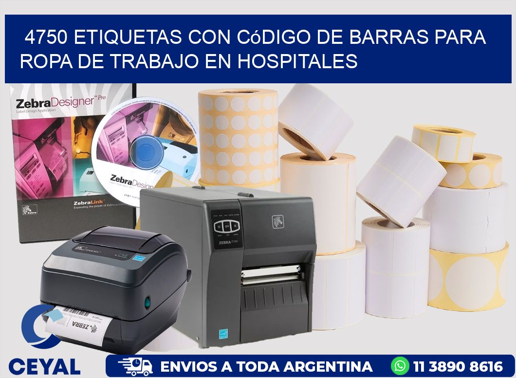 4750 Etiquetas con código de barras para ropa de trabajo en hospitales