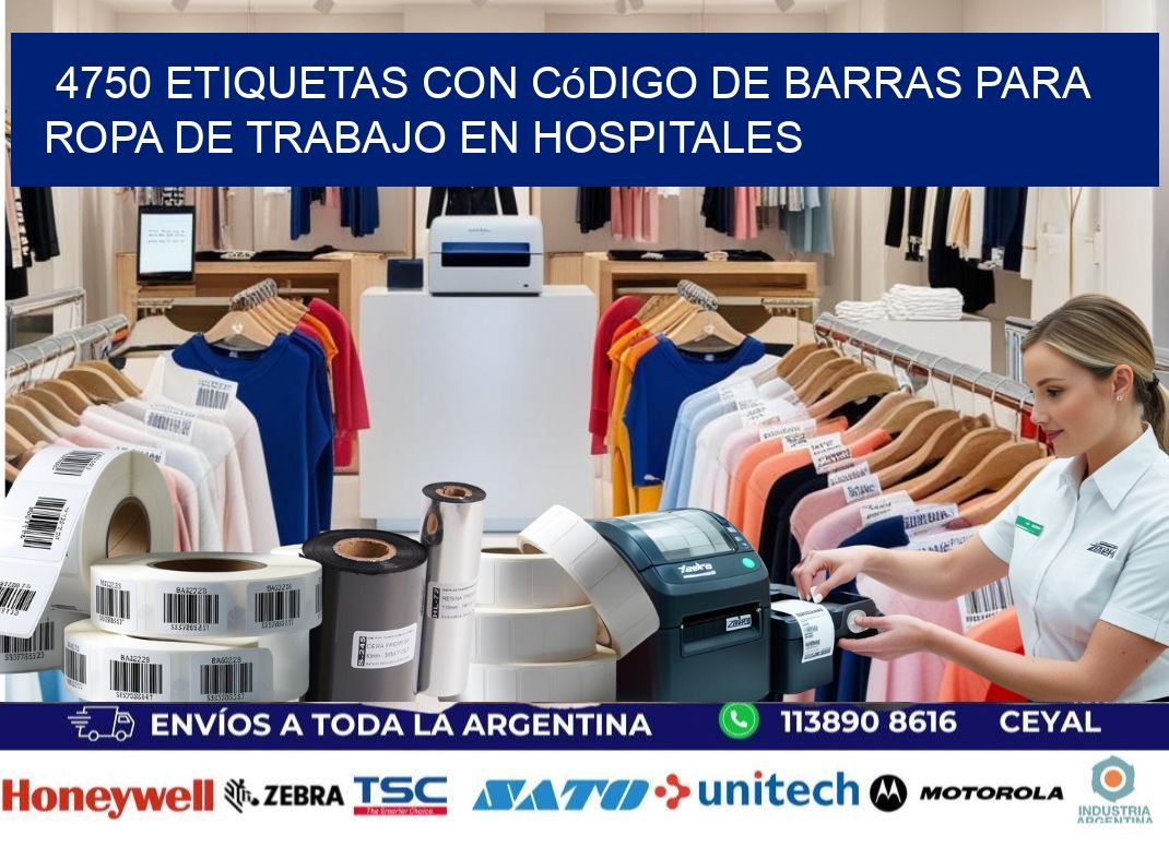 4750 Etiquetas con código de barras para ropa de trabajo en hospitales